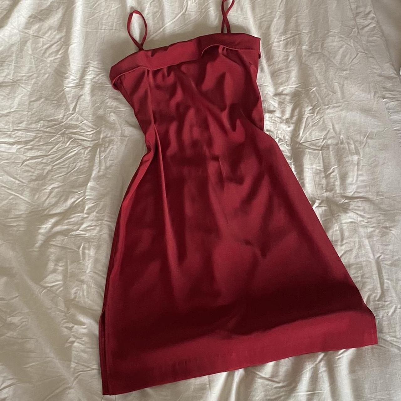 vintage red a line dress. midi length. size m. - Depop
