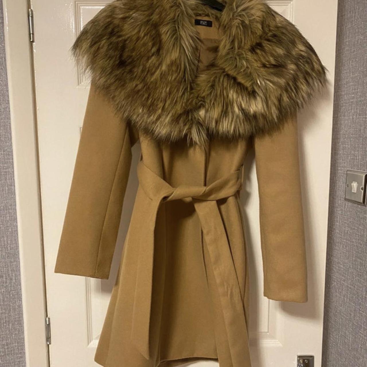 Brown Tesco F&F Faux Fur Coat Size 8, never worn.... Depop