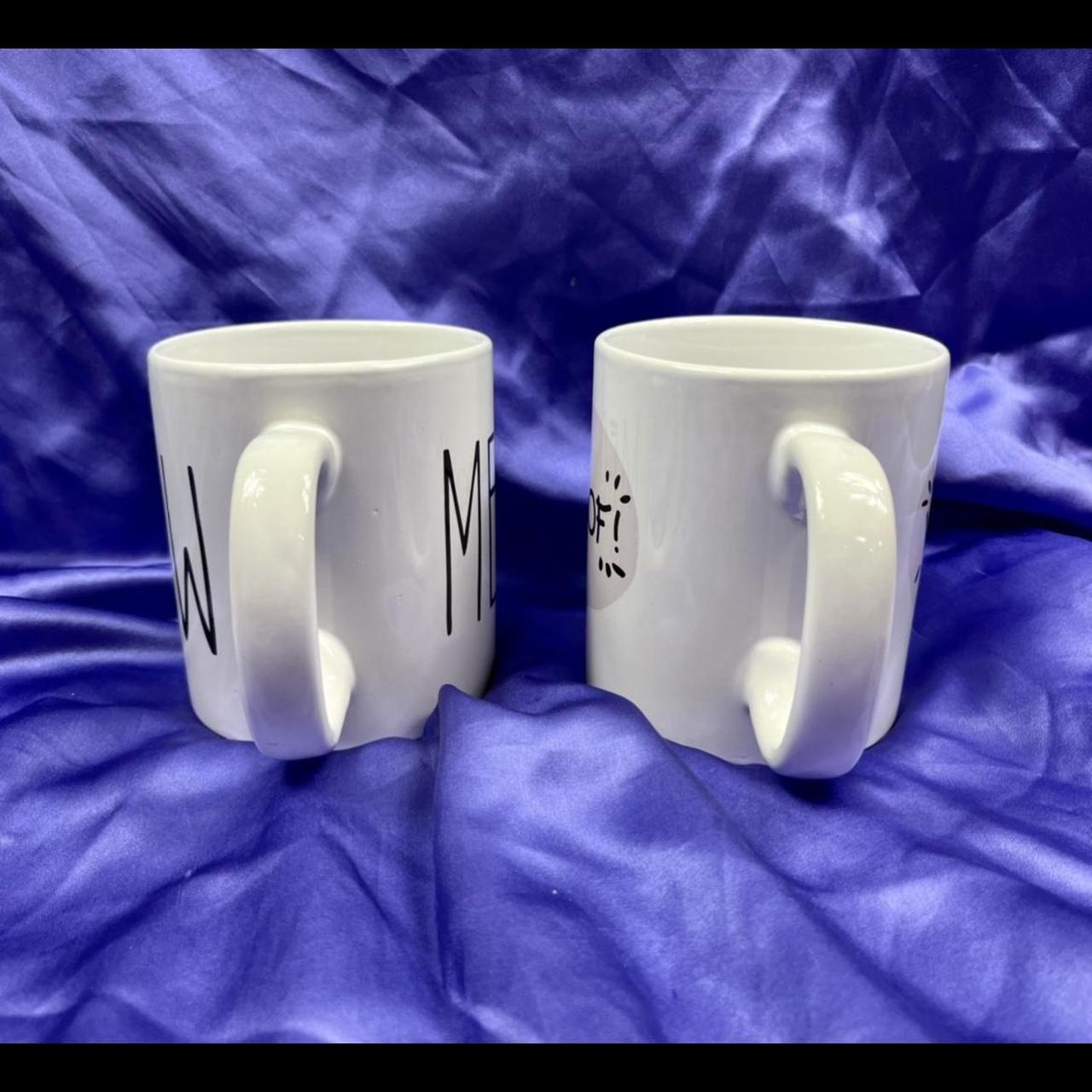 Set of 2 Large White Coffee Tea Mugs Meow & Woof... Depop