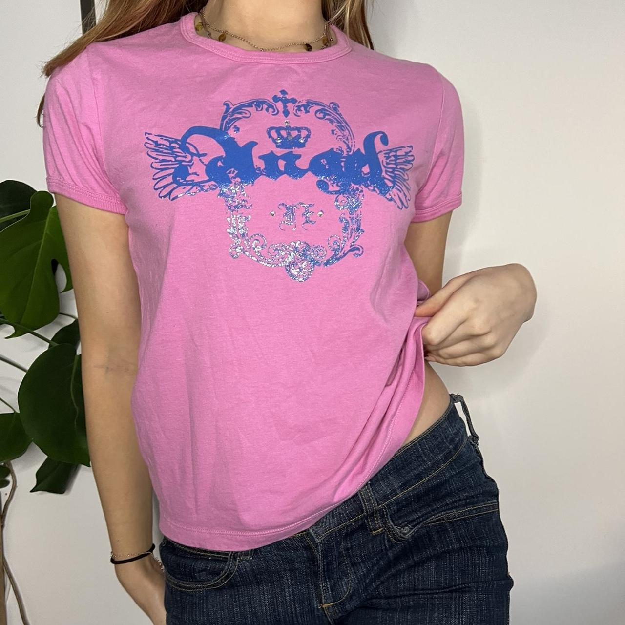 baby pink and blue y2k cute baby tee tshirt so... Depop