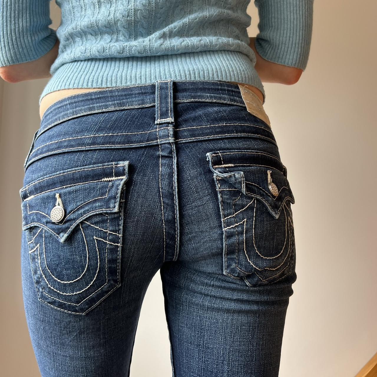 Vintage Y2k true religion slim flared denim jeans,... - Depop