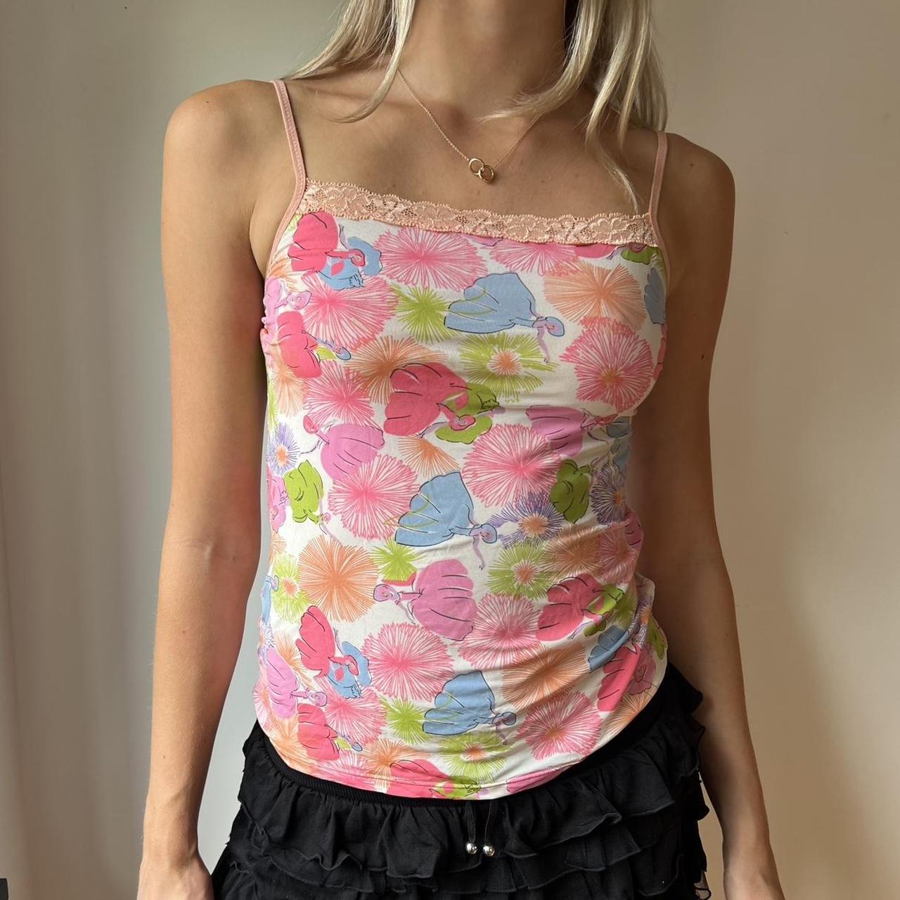 vintage 2000s summer multicoloured pink mesh flower | Depop