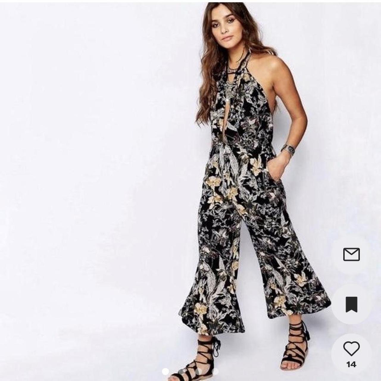 Gorgeous Free People Jumpsuit In Black Floral Ties Depop   P0 