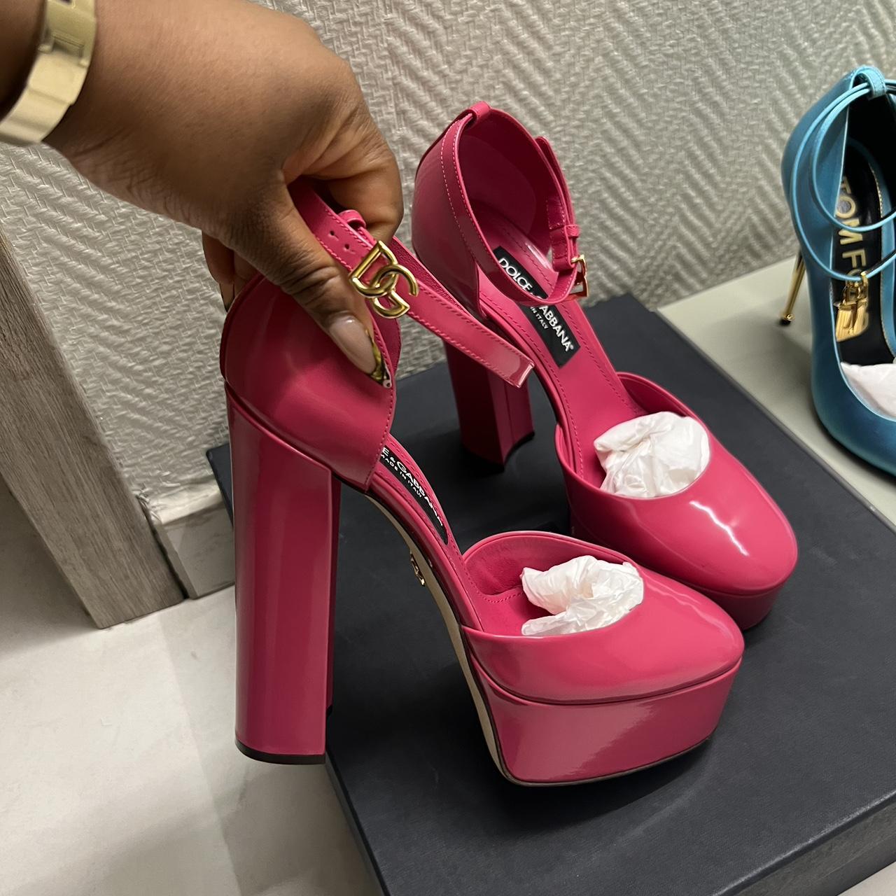 Dolce and Gabbana Pink patent platform heels never | Depop