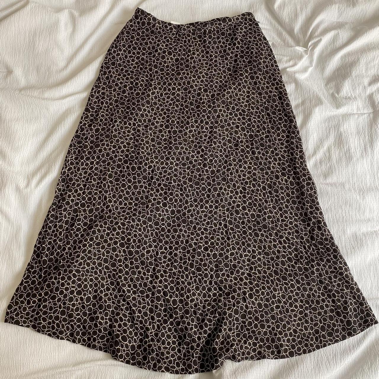 Brown and White Maxi Skirt size: 8 brand: Rena... - Depop