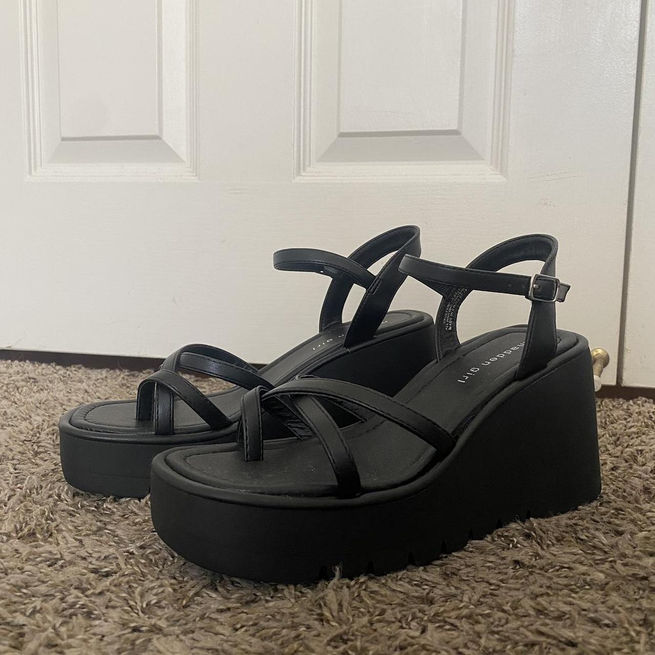 Black Platform Y2K Strap Sandals size: US 7.5... - Depop