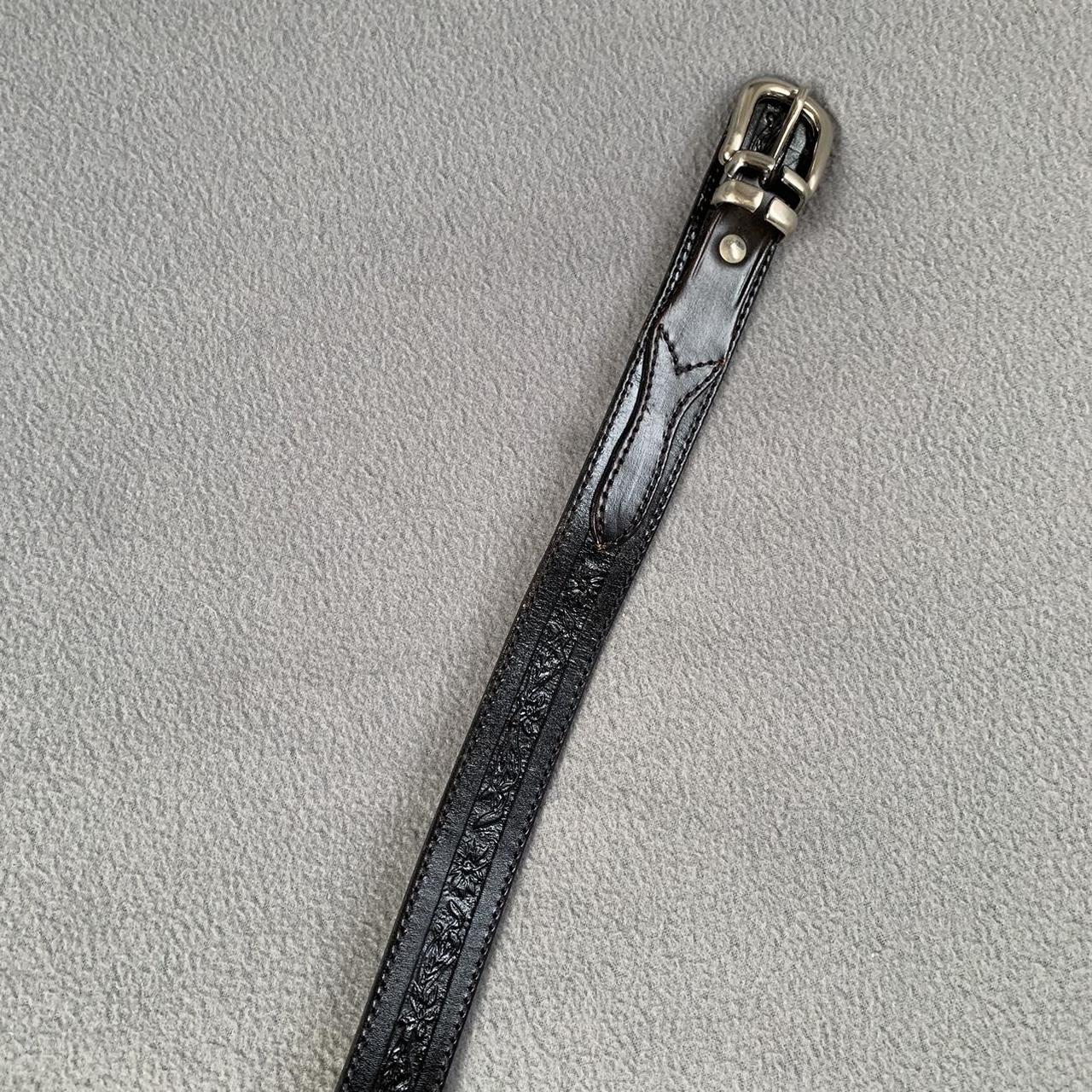 Men's Black and Silver Belt Depop