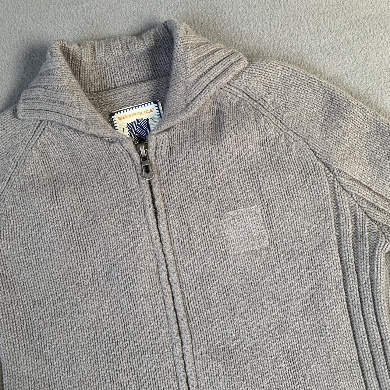 Vintage 00s police thick wool cardigan zip up... - Depop