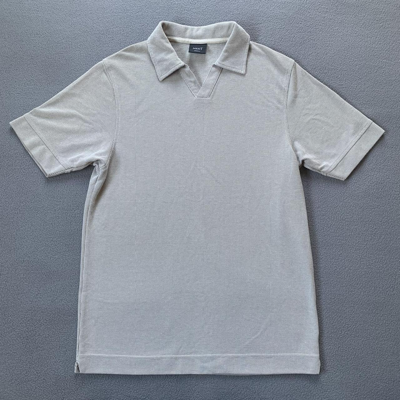 Vintage 2003 next polo shirt in a waffle style beige... - Depop