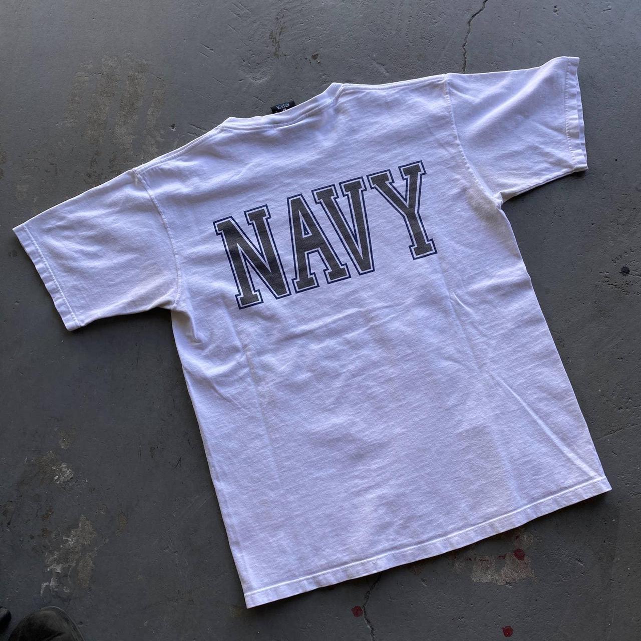 Vintage navy military shirt . 80s . Size medium... - Depop