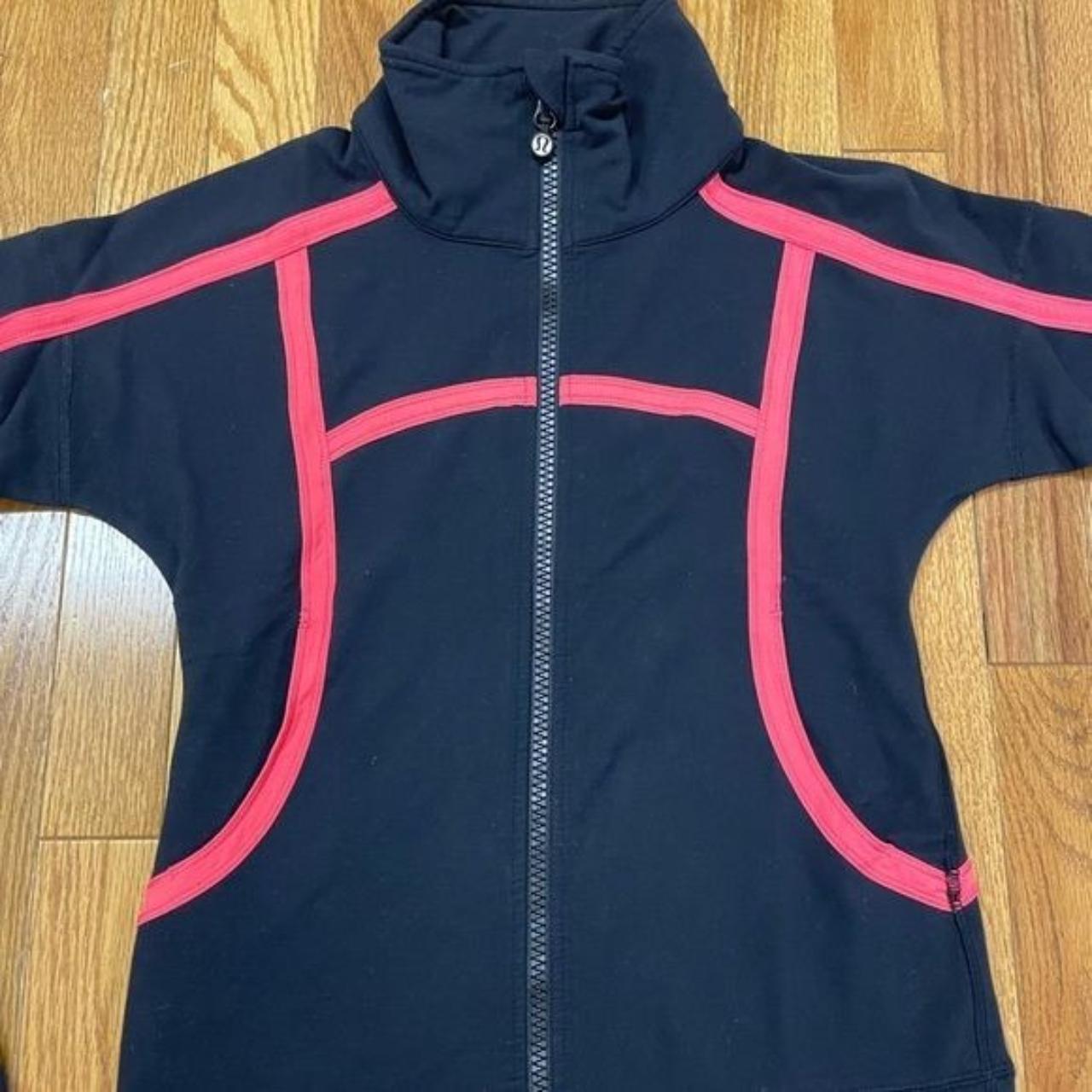 Lululemon Mynah Zip Up Jacket Black and Pink Mini... - Depop