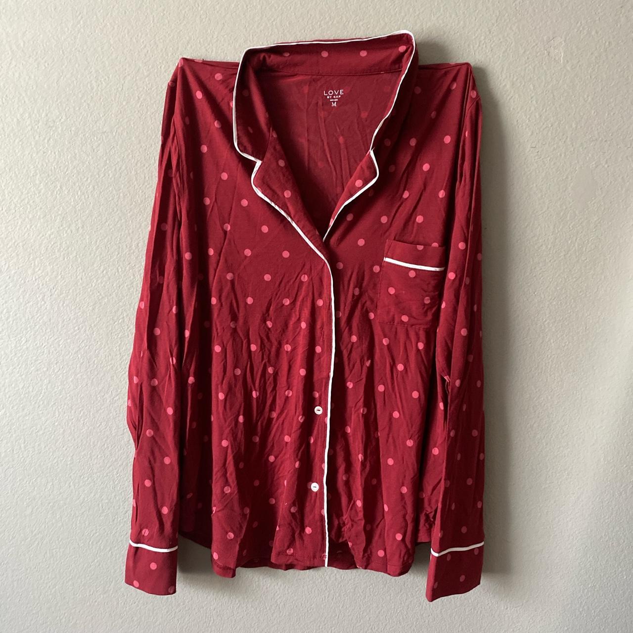 Gap Women's Burgundy and White Pajamas Depop