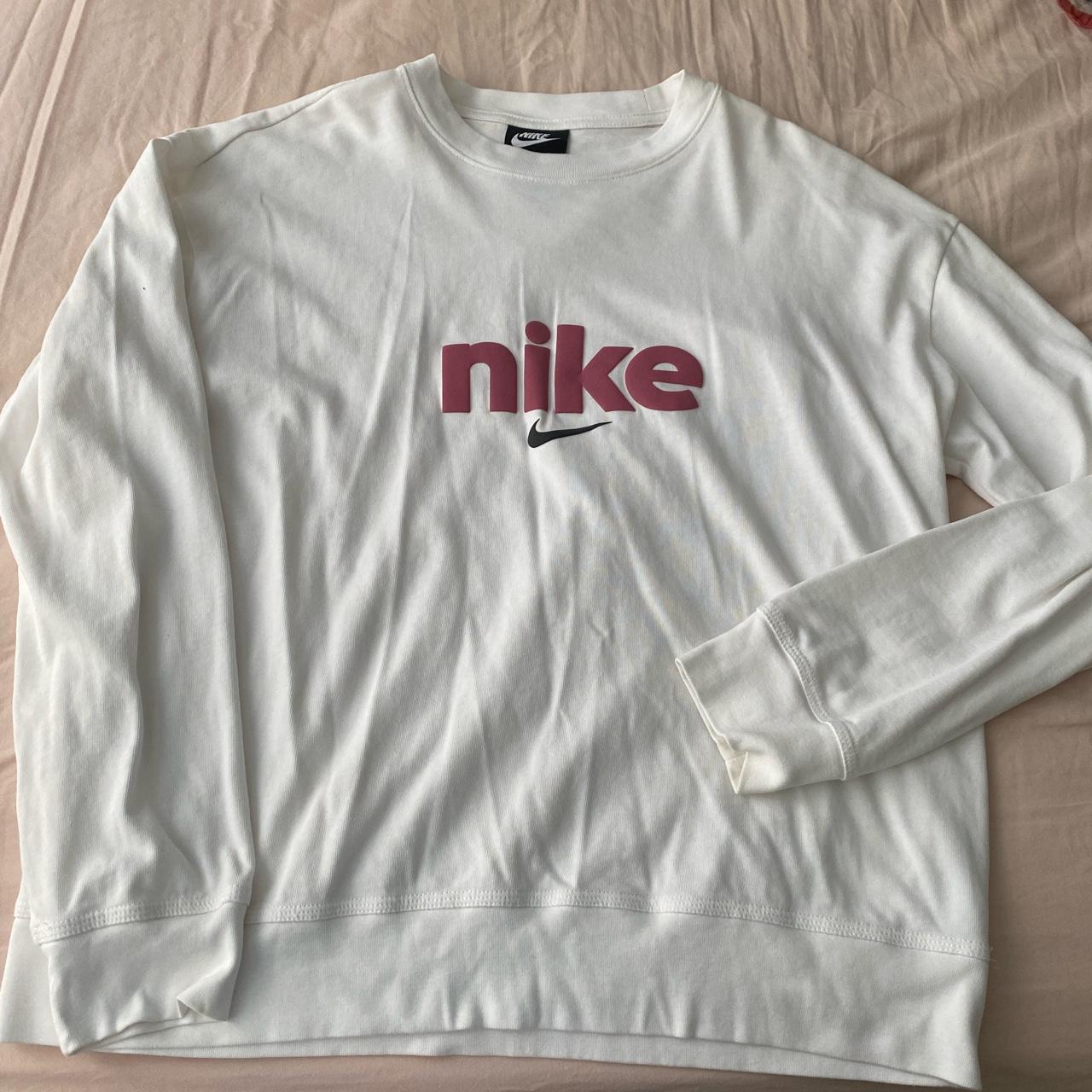 NIKE ️ NIKE WHITE CREW SWEATSHIRT 🤍 SIZE: L... - Depop