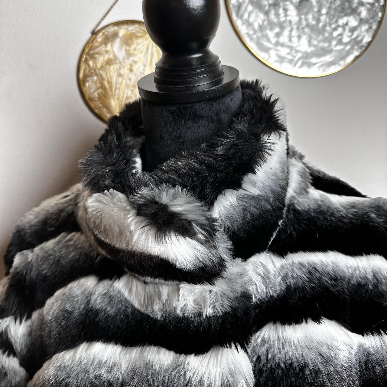 Karl Lagarfeld Faux Chinchilla Fur outlets Coat New with Tag Black and White