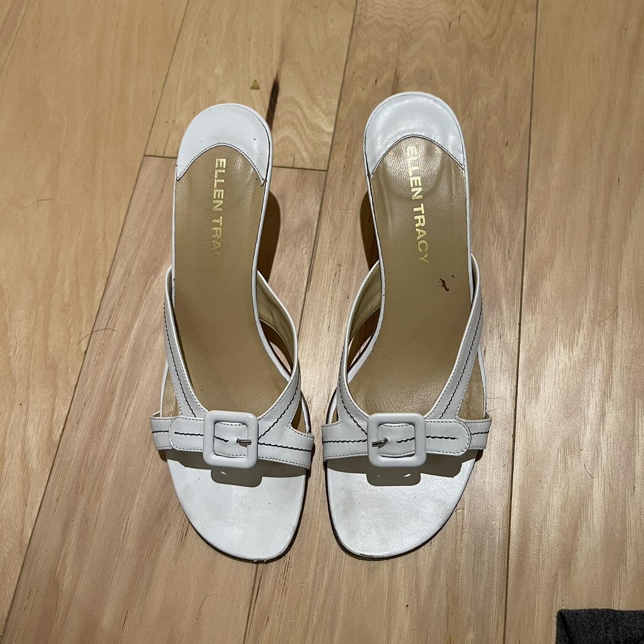 Ellen Tracy Size 8 1/3 Made in Italy White... - Depop