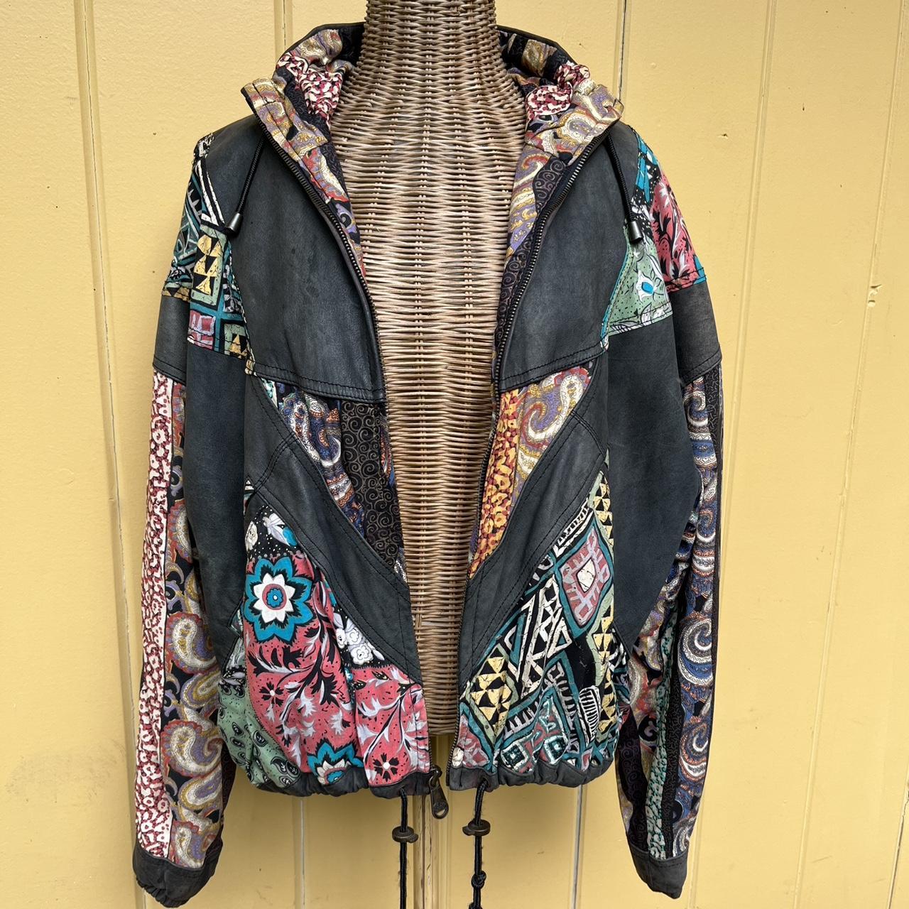Women's Jacket - Multi/Black - S – 80s Patchwork … - image 1