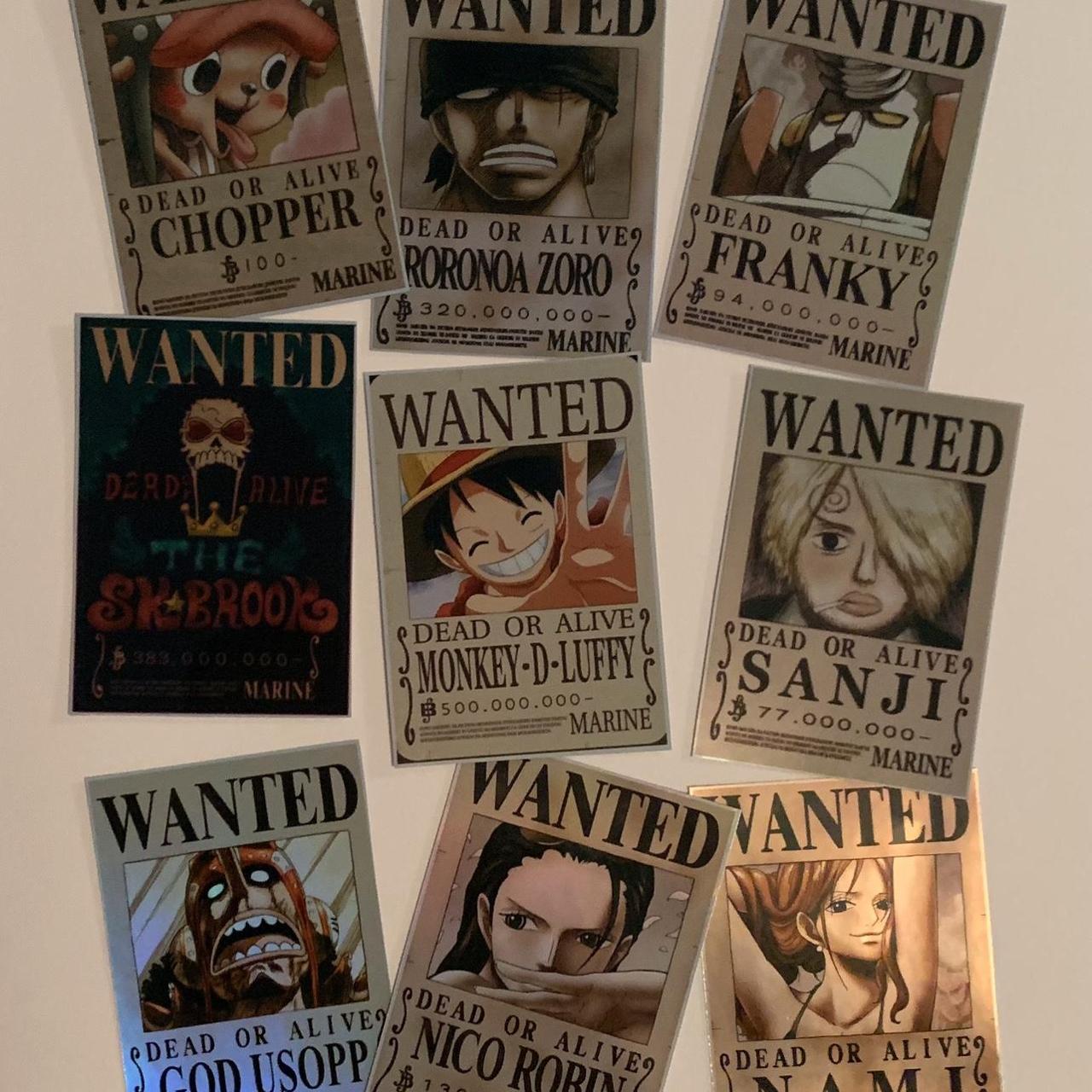 One Piece Wanted Poster Holographic Sticker -this... - Depop