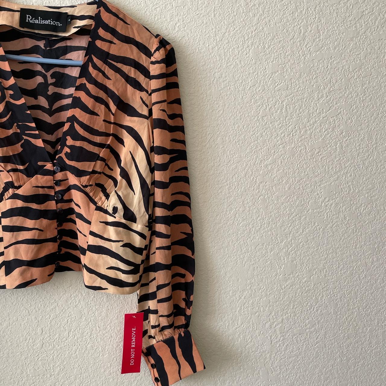 Réalisation Par Women's Orange and Black Shirt | Depop