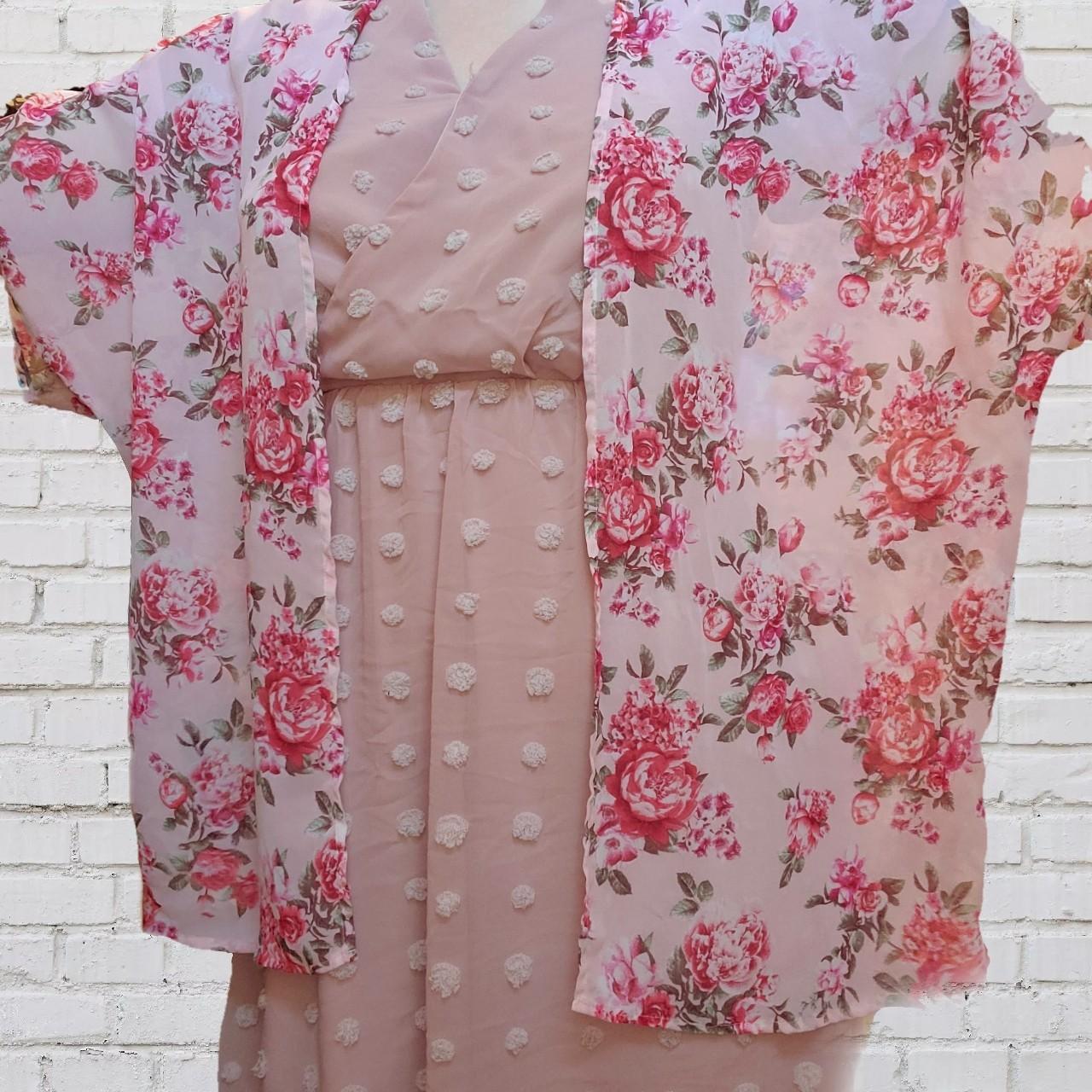 Joe Boxer pink floral/rose lightweight kimono,