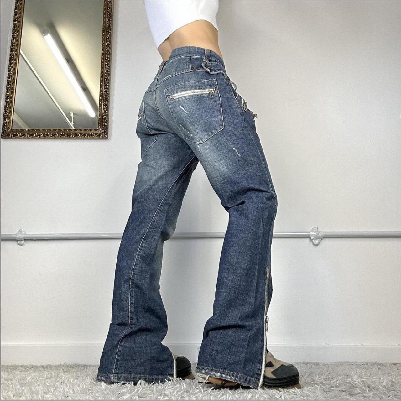 vintage wide leg baggy cargo jeans sick zip... - Depop