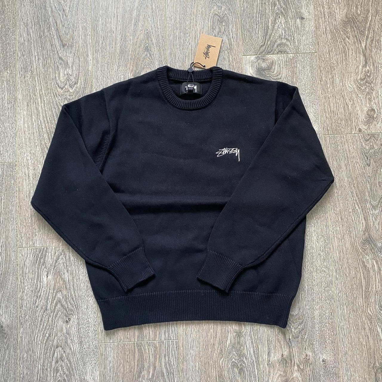 Stussy Care label Knit sweater! Colour=Black Size | Depop