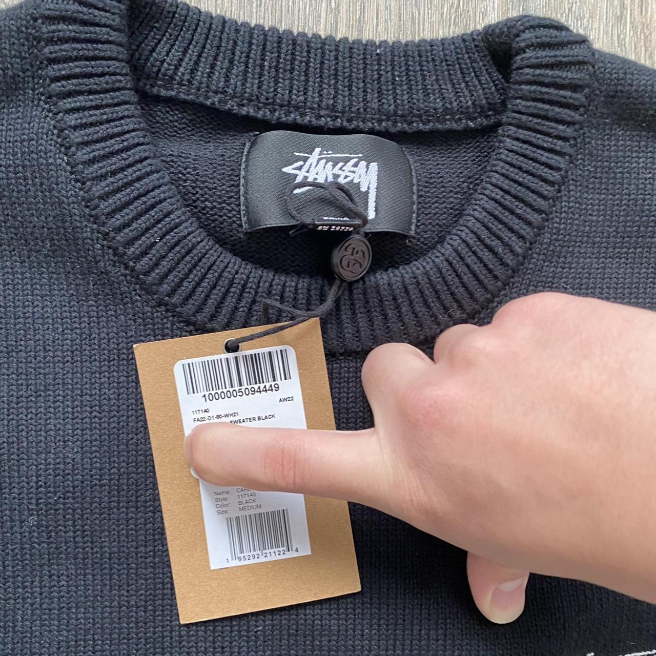 Stussy Care label Knit sweater! Colour=Black Size | Depop