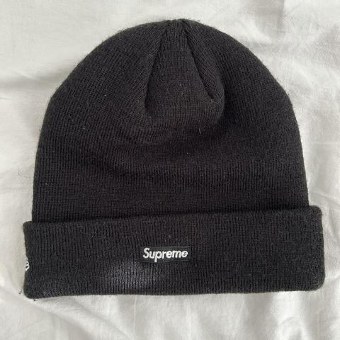 Supreme new era Felt S logo beanie in black and... - Depop