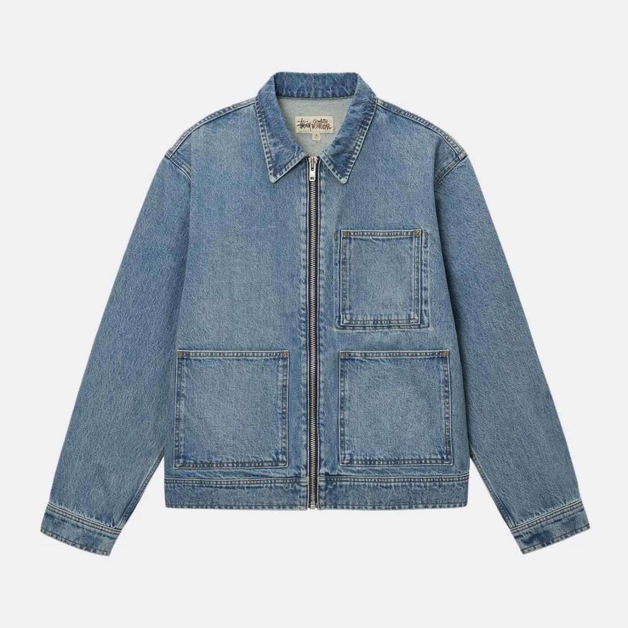 Stussy Denim work jacket Size medium 10/10 no... - Depop