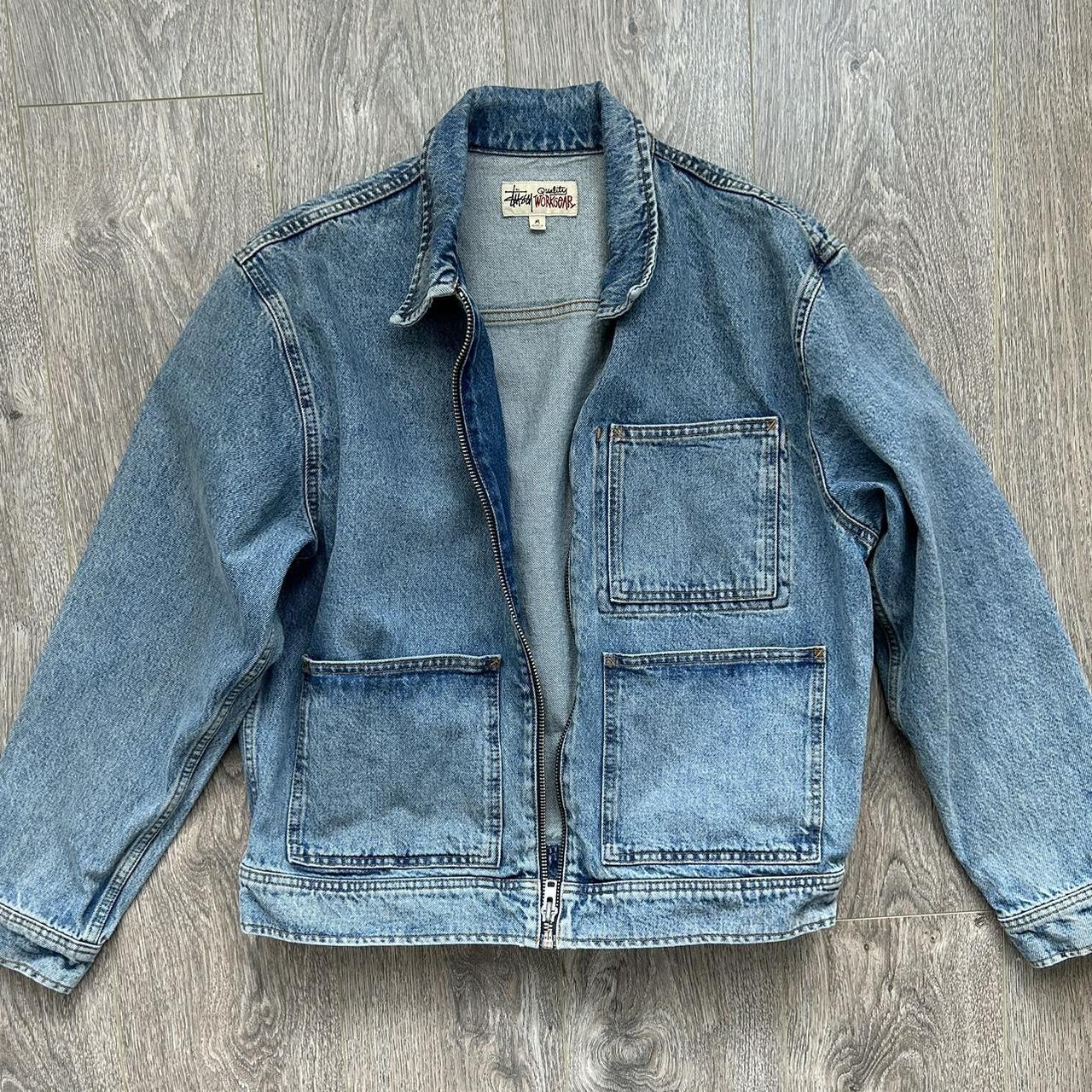 Stussy Denim work jacket Size medium 10/10 no... - Depop