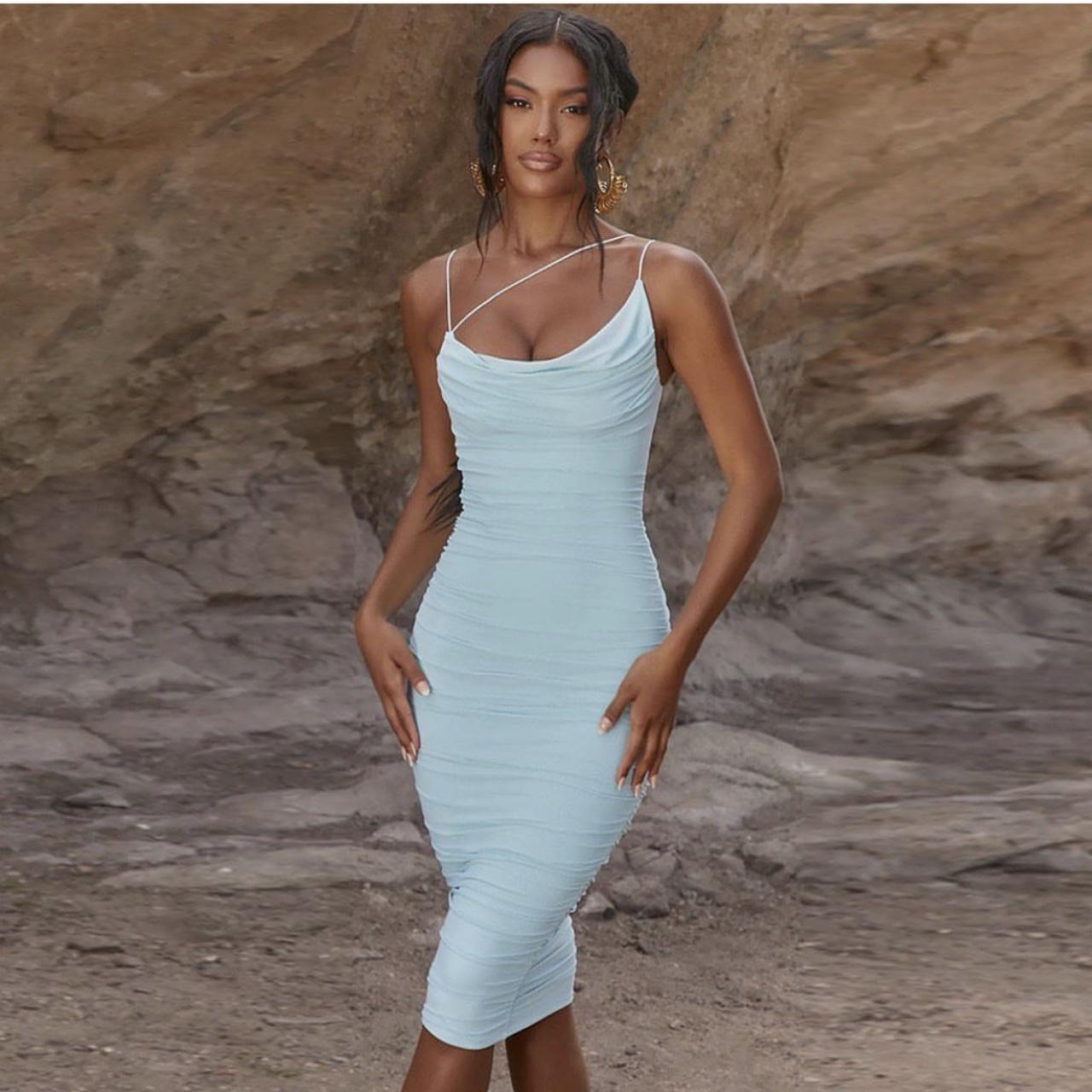 Powder blue midi dress best sale