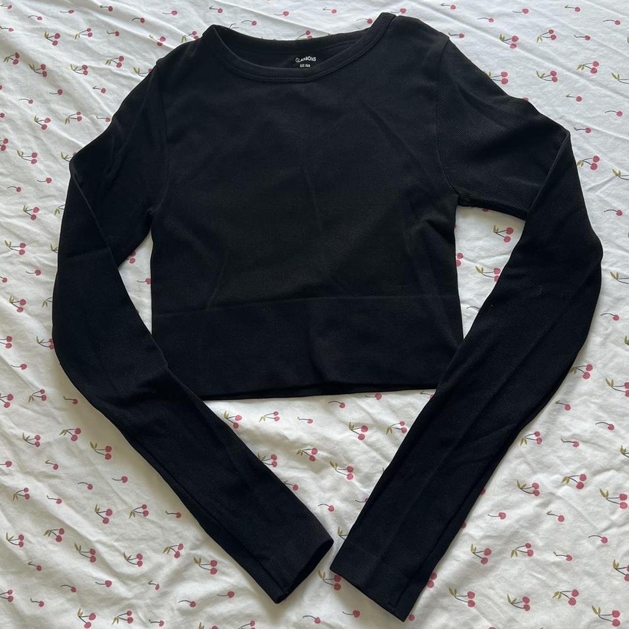 xs/s Glassons fitted cropped black long sleeve SOLD... Depop