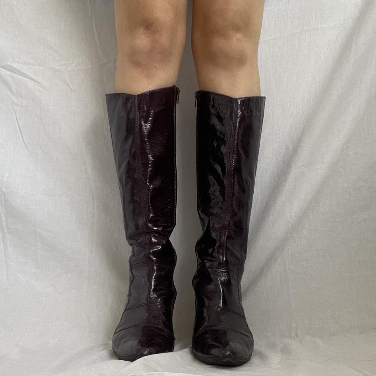 dark purple knee high boots