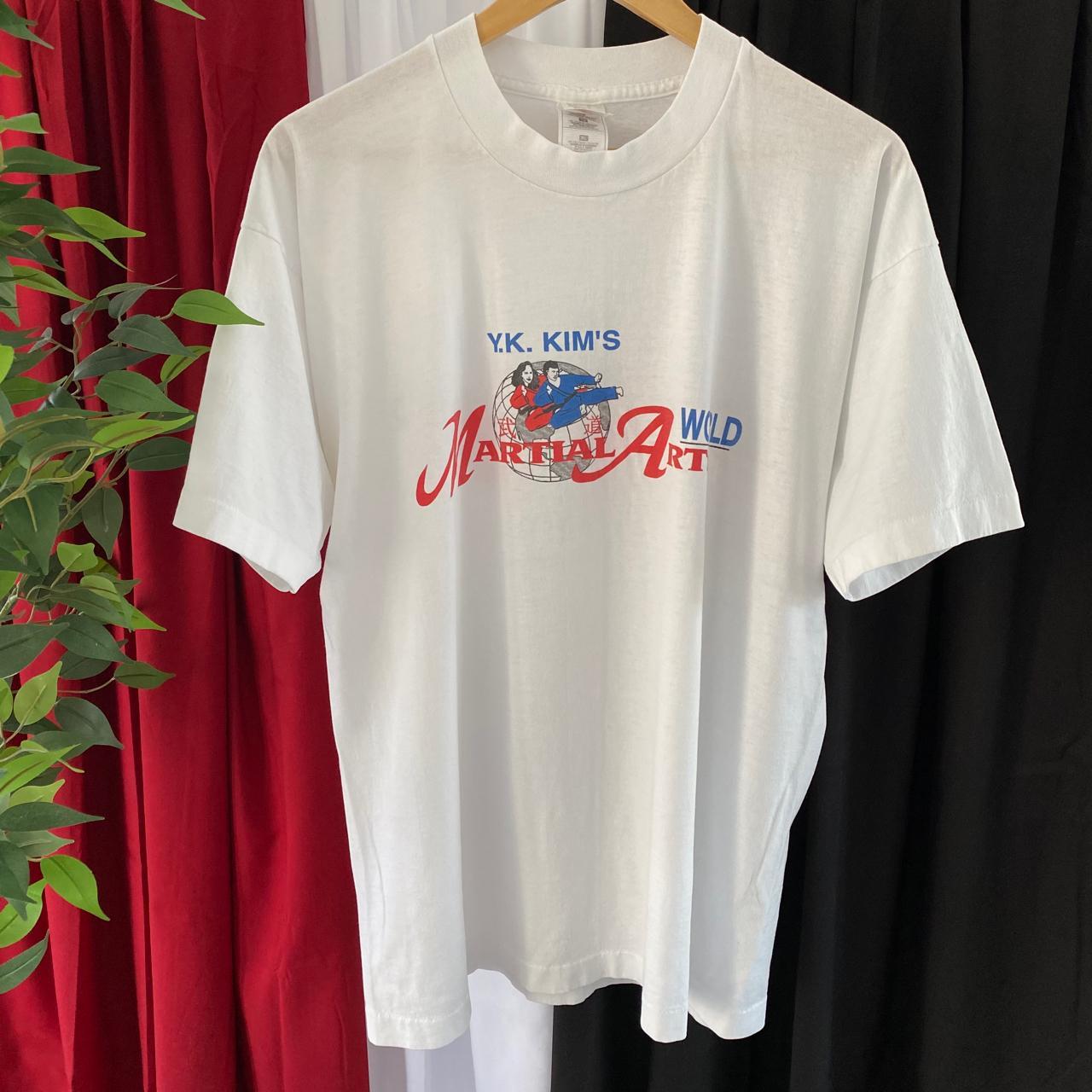 Fruit of the Loom Men's White and Red T-shirt | Depop