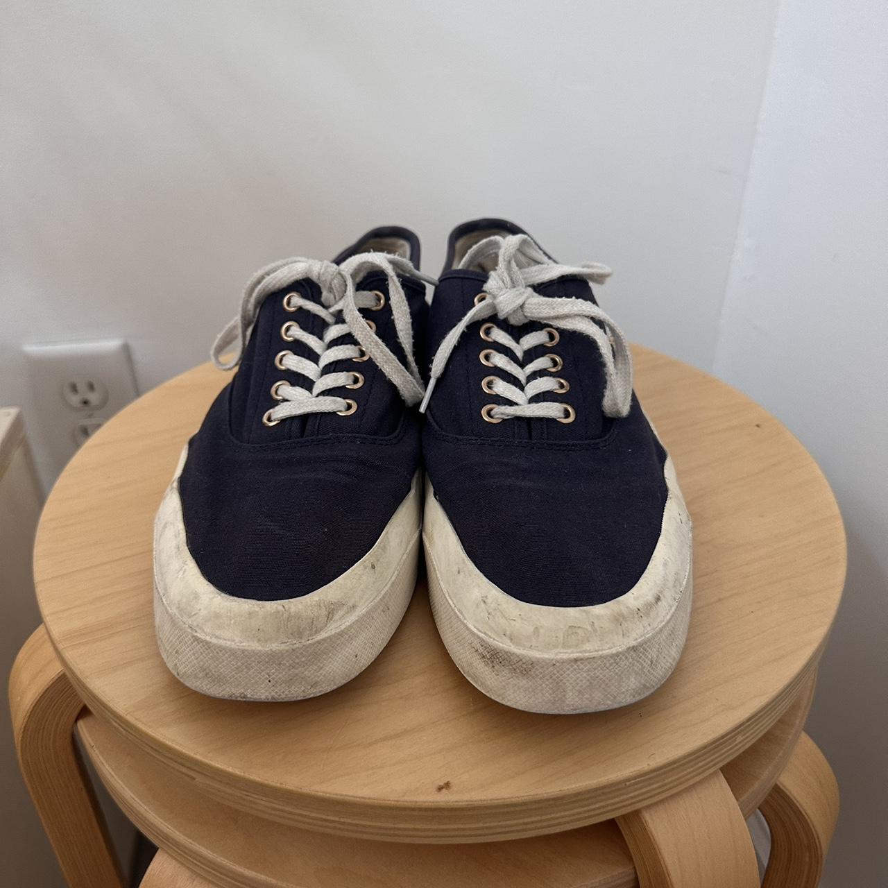 Maison Kitsune Canvas shoes in Navy, size 10.5 Used - Depop