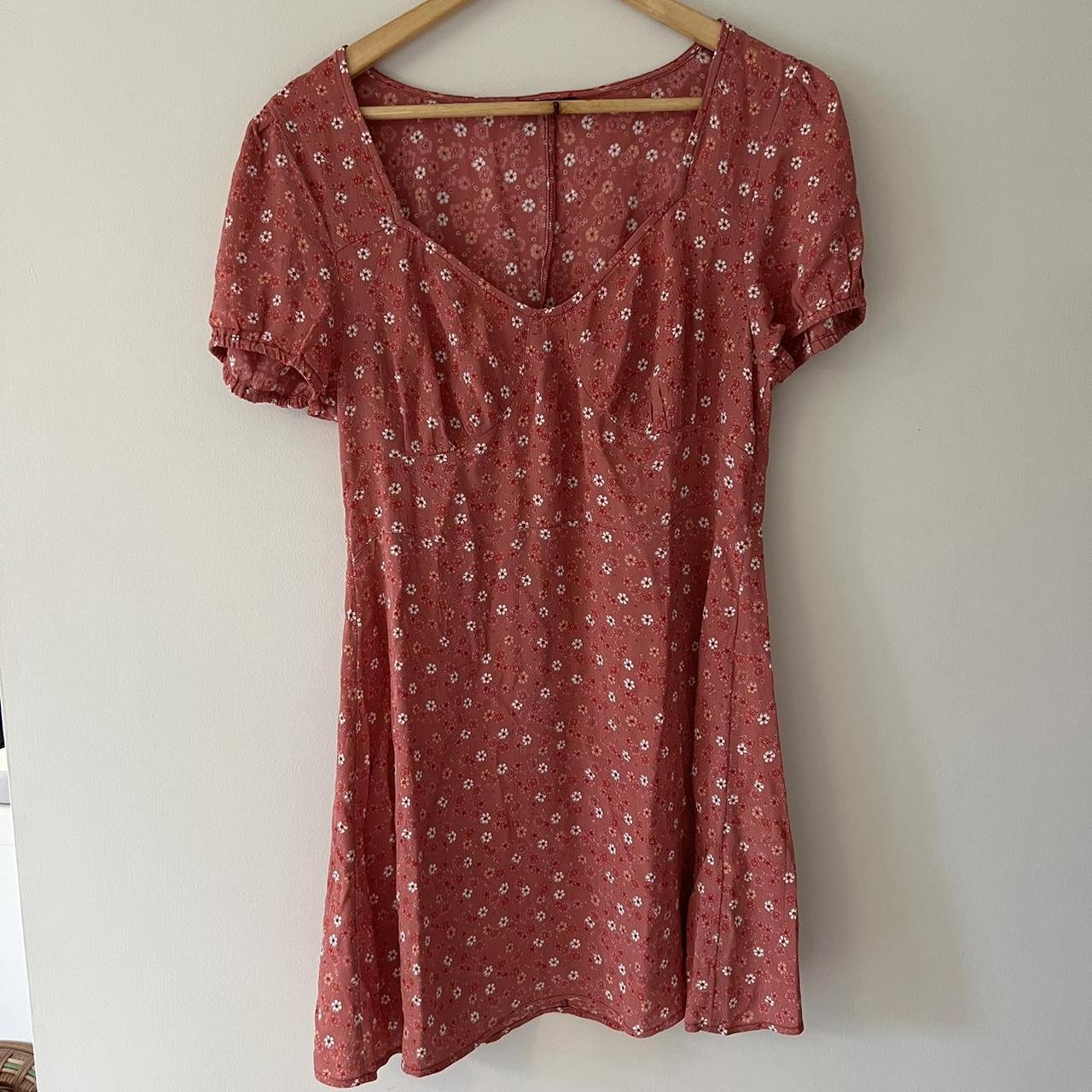 Pink flowery dress Cottonon size medium - Depop