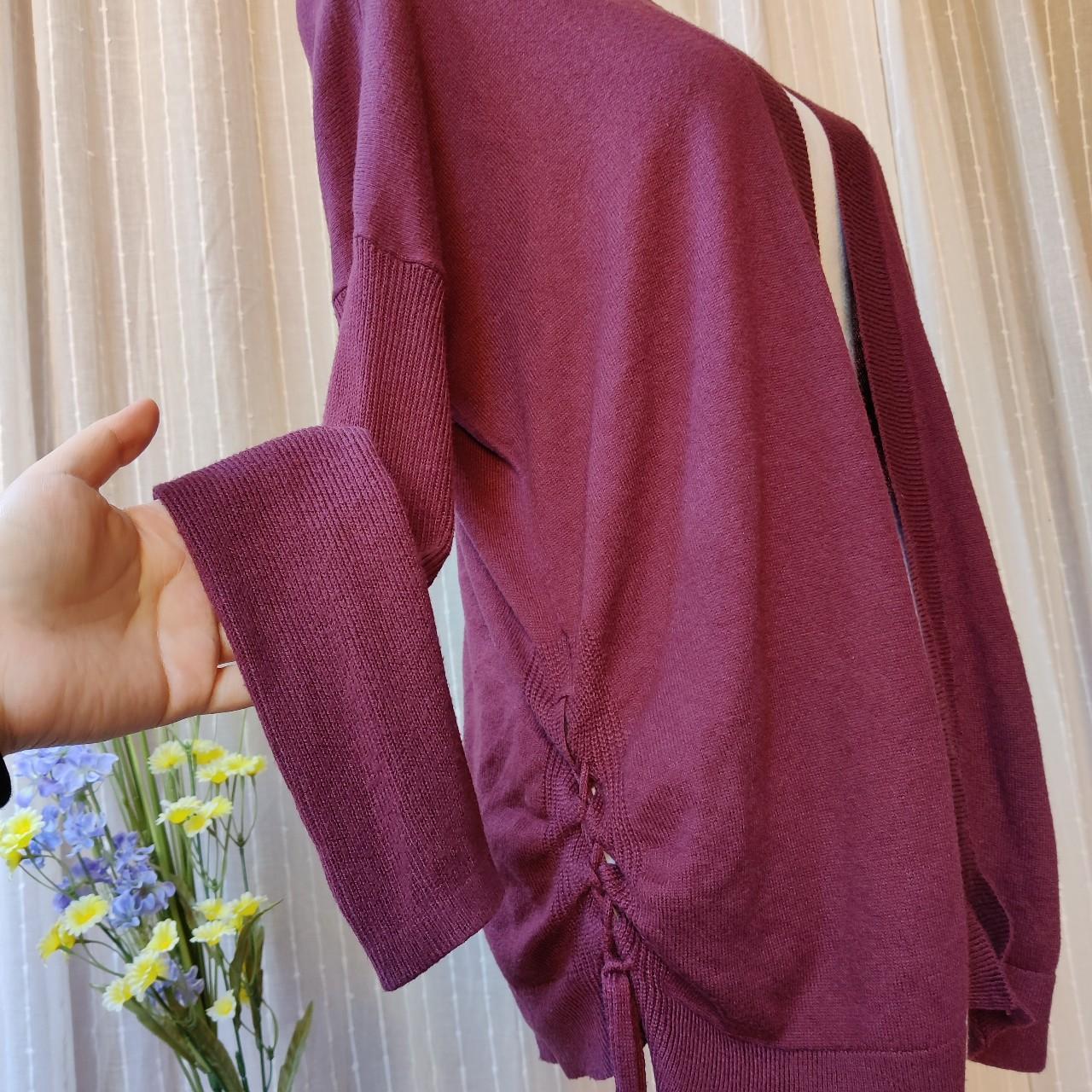 ₊⊹Burgundy/wine colored cardigan with cinch tie up... - Depop