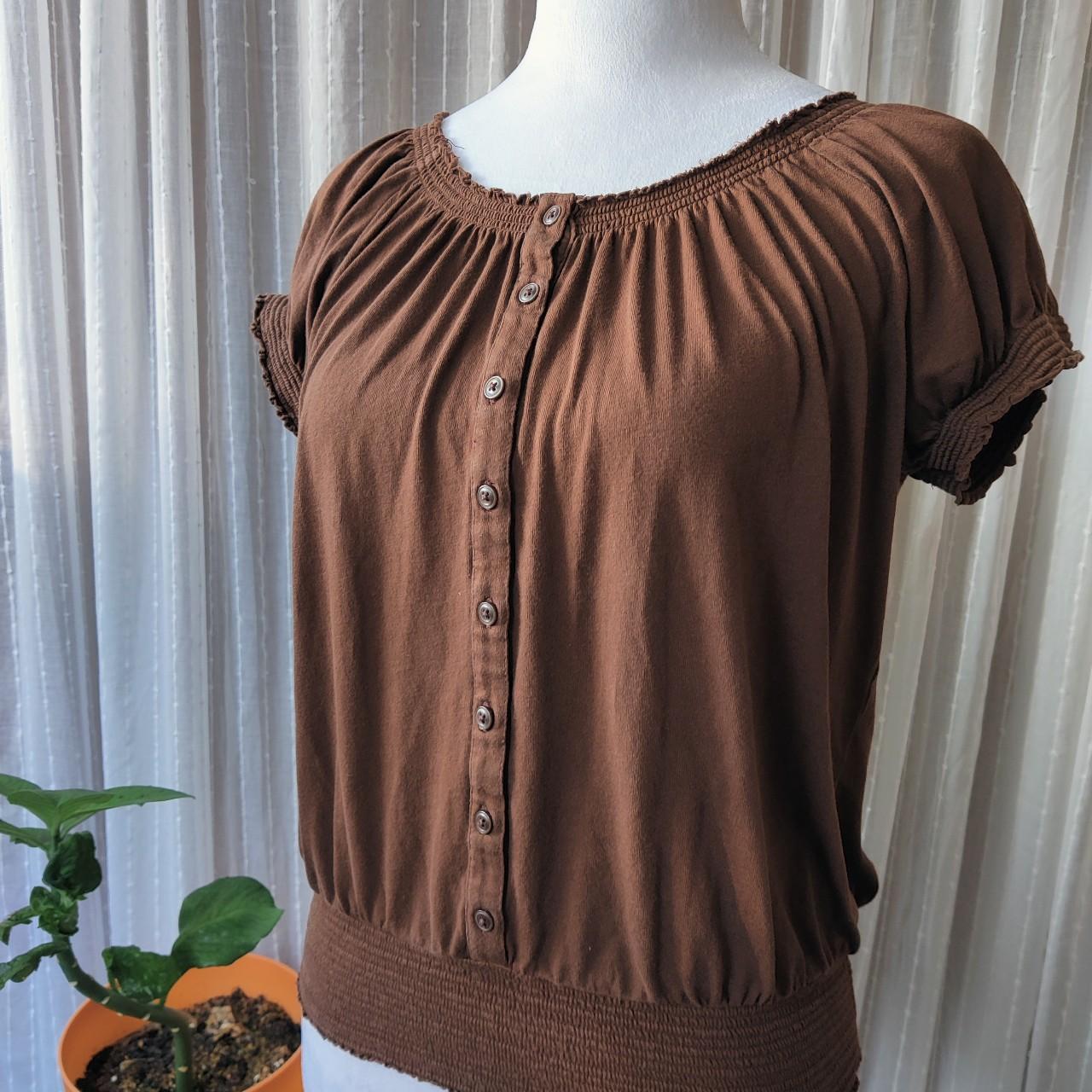 Baby doll button blouse top with elastic hem ... - Depop