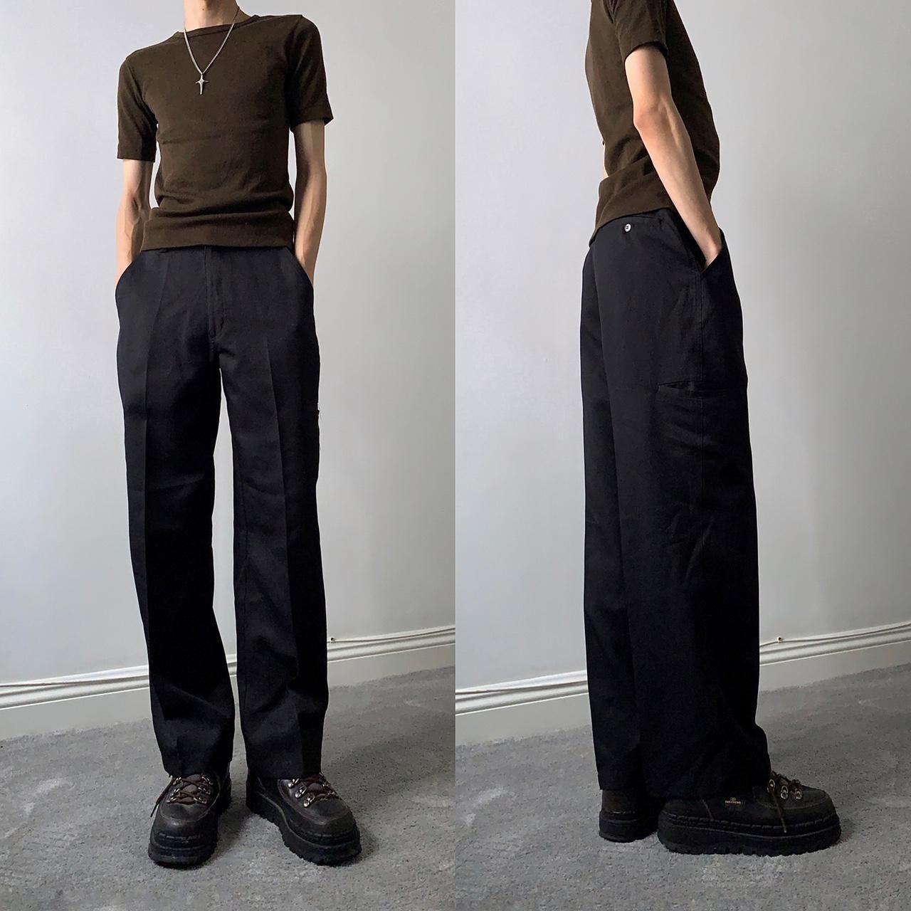 vintage mens black pants 29x30 midhigh rise with a... Depop