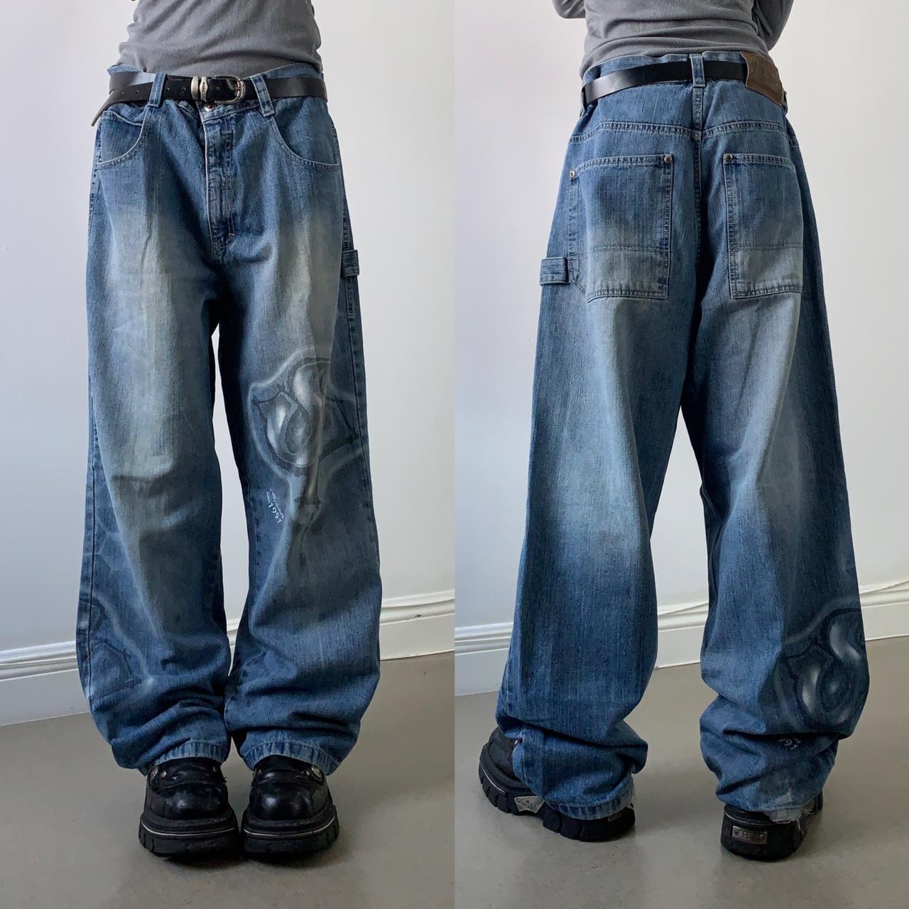 vintage 2000s south pole jeans super baggy... - Depop