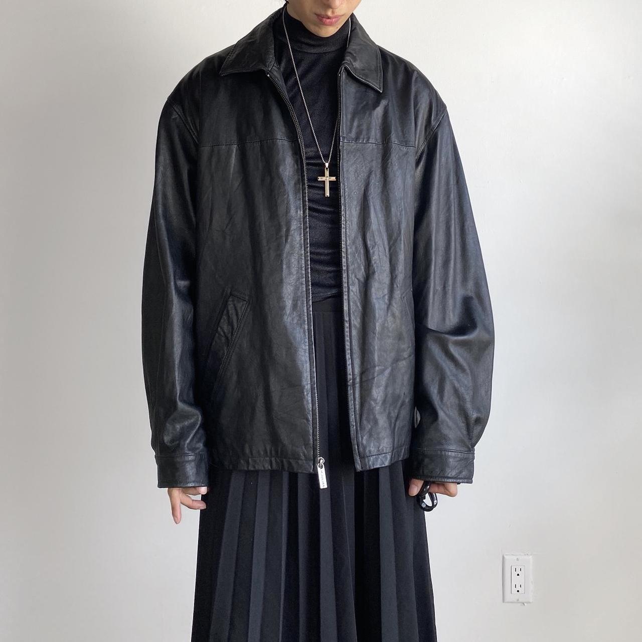 vintage 90s wilsons leather jacket, genuine black