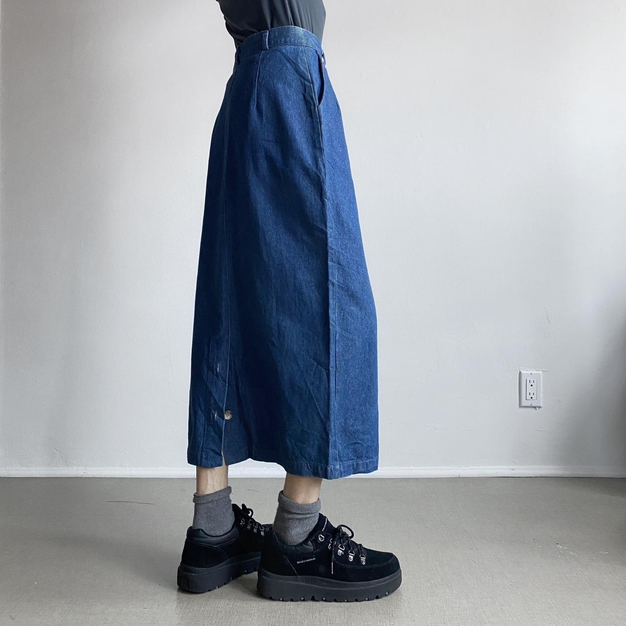 vintage 70s denim maxi skirt 100 cotton blue