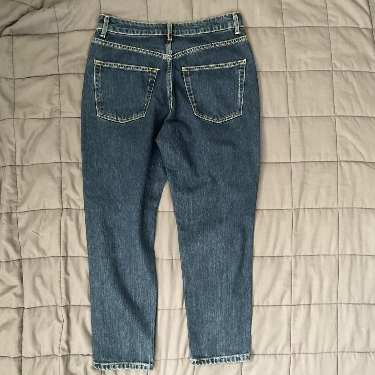 Topshop moto petite mom jeans in a medium dark wash - Depop