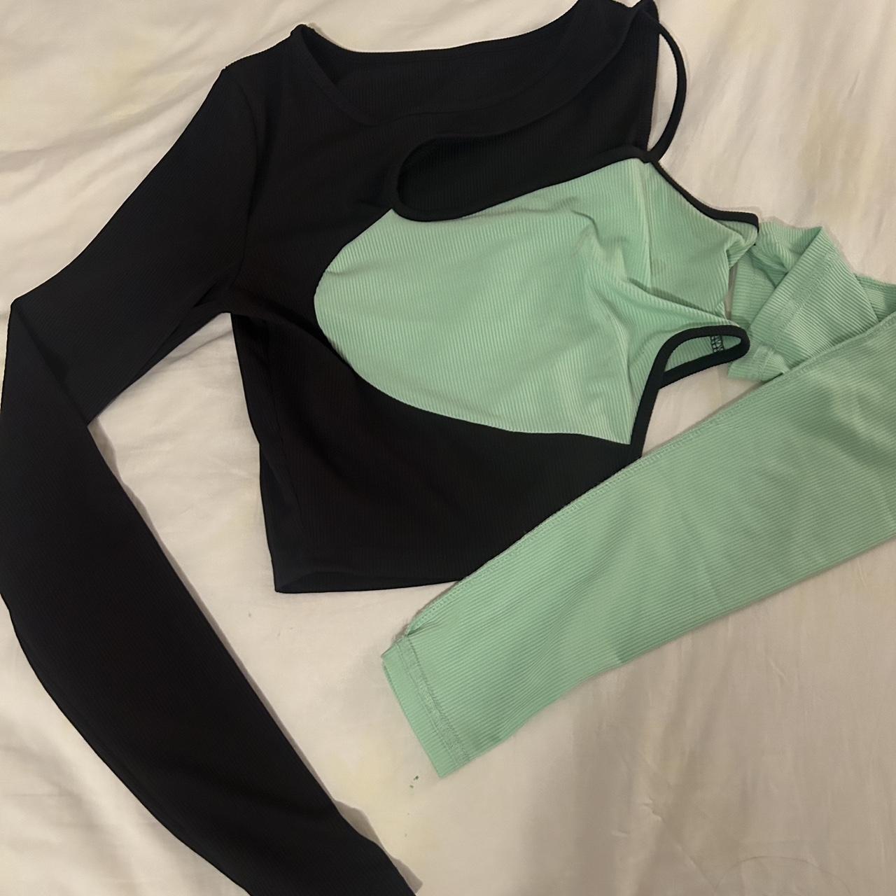 Black and green top with cutouts! Super cute only... - Depop