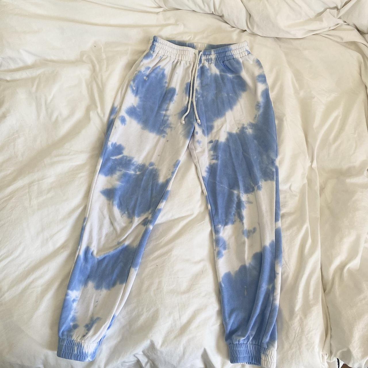 blue adika tie dye sweatpants with adjustable... - Depop