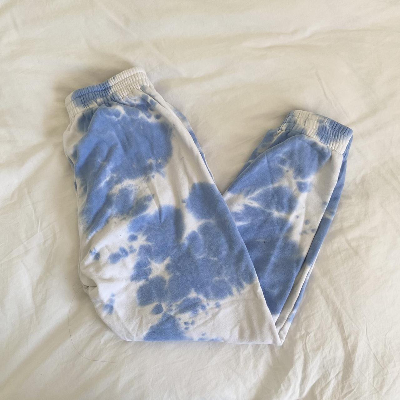 blue adika tie dye sweatpants with adjustable... - Depop