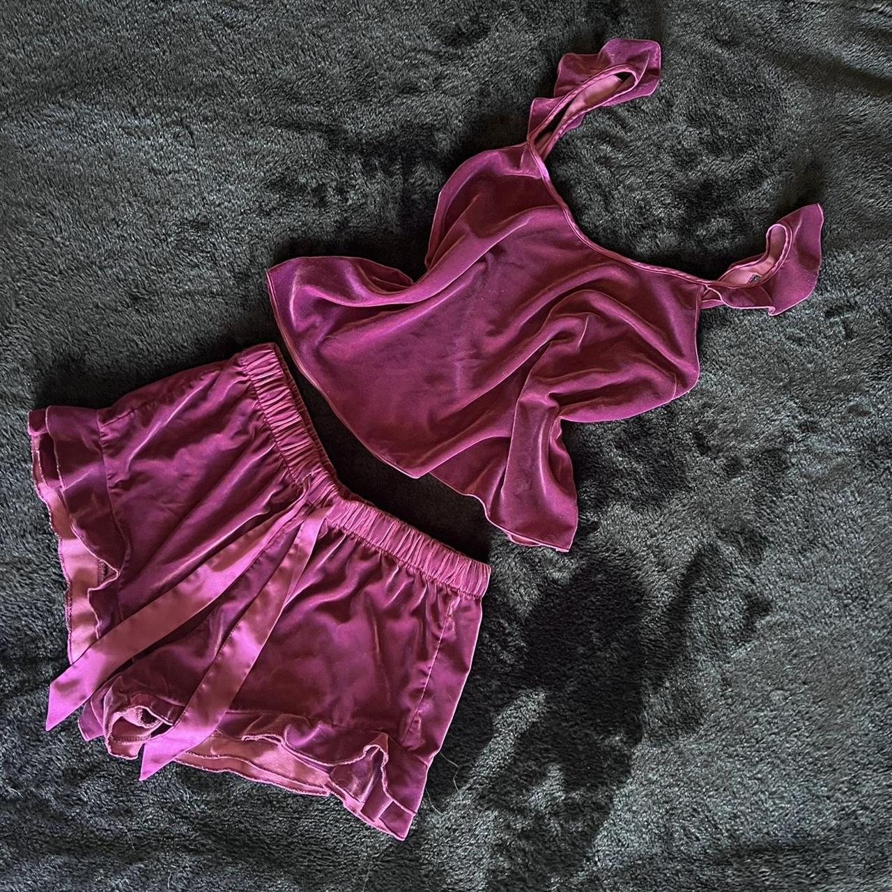 Victoria’s Secret matching sleep set in velvet plum... - Depop