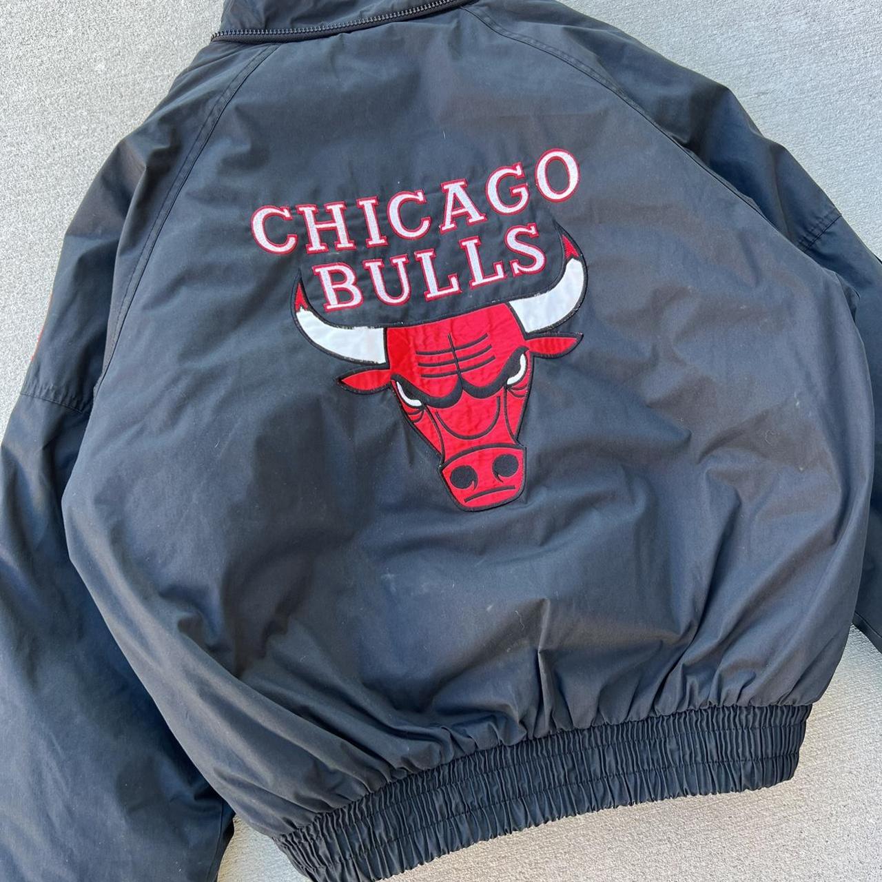 Vintage Chicago bulls puffer jacket Black streetwear... - Depop