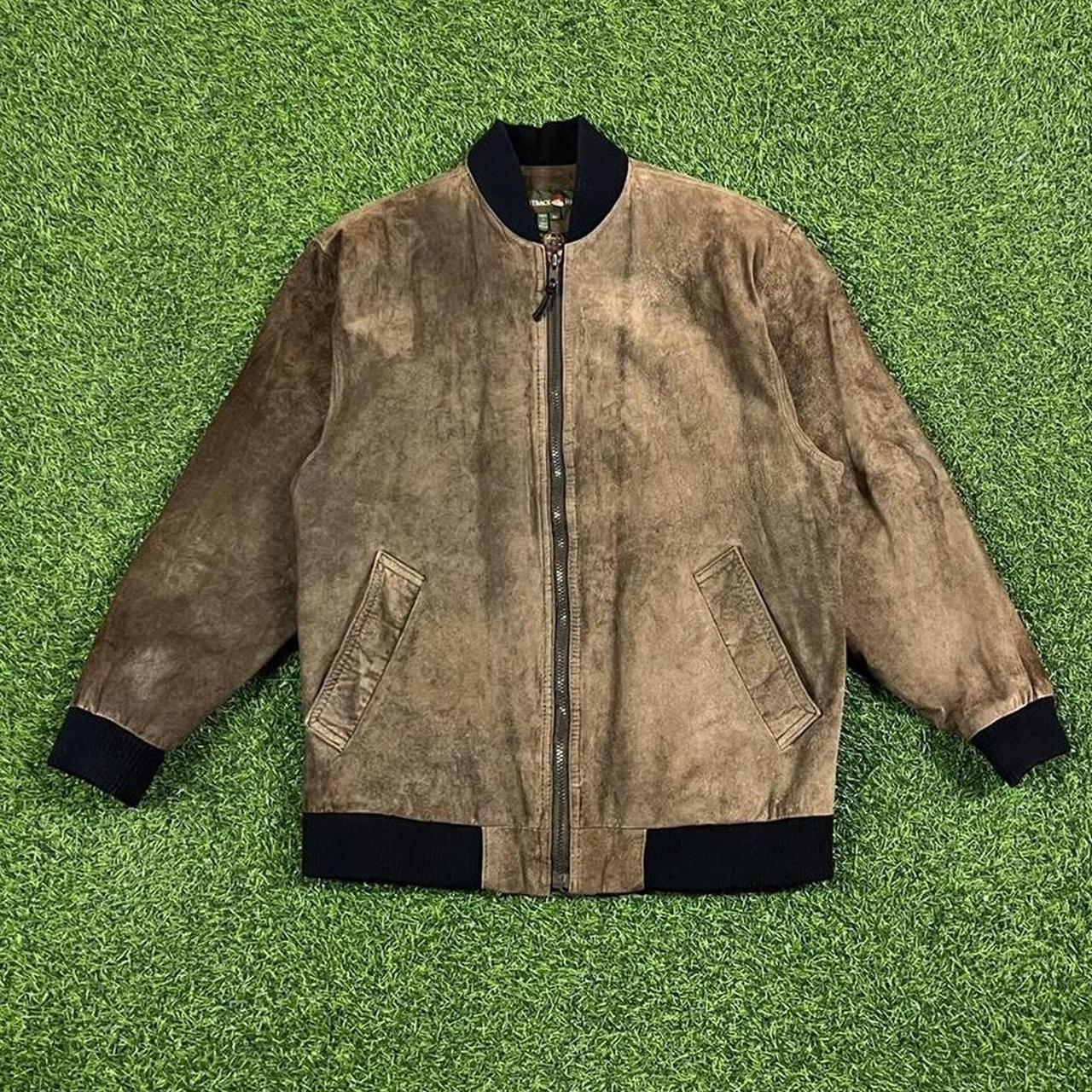 Vintage brown leather bomber jacket G3 earth tone... - Depop