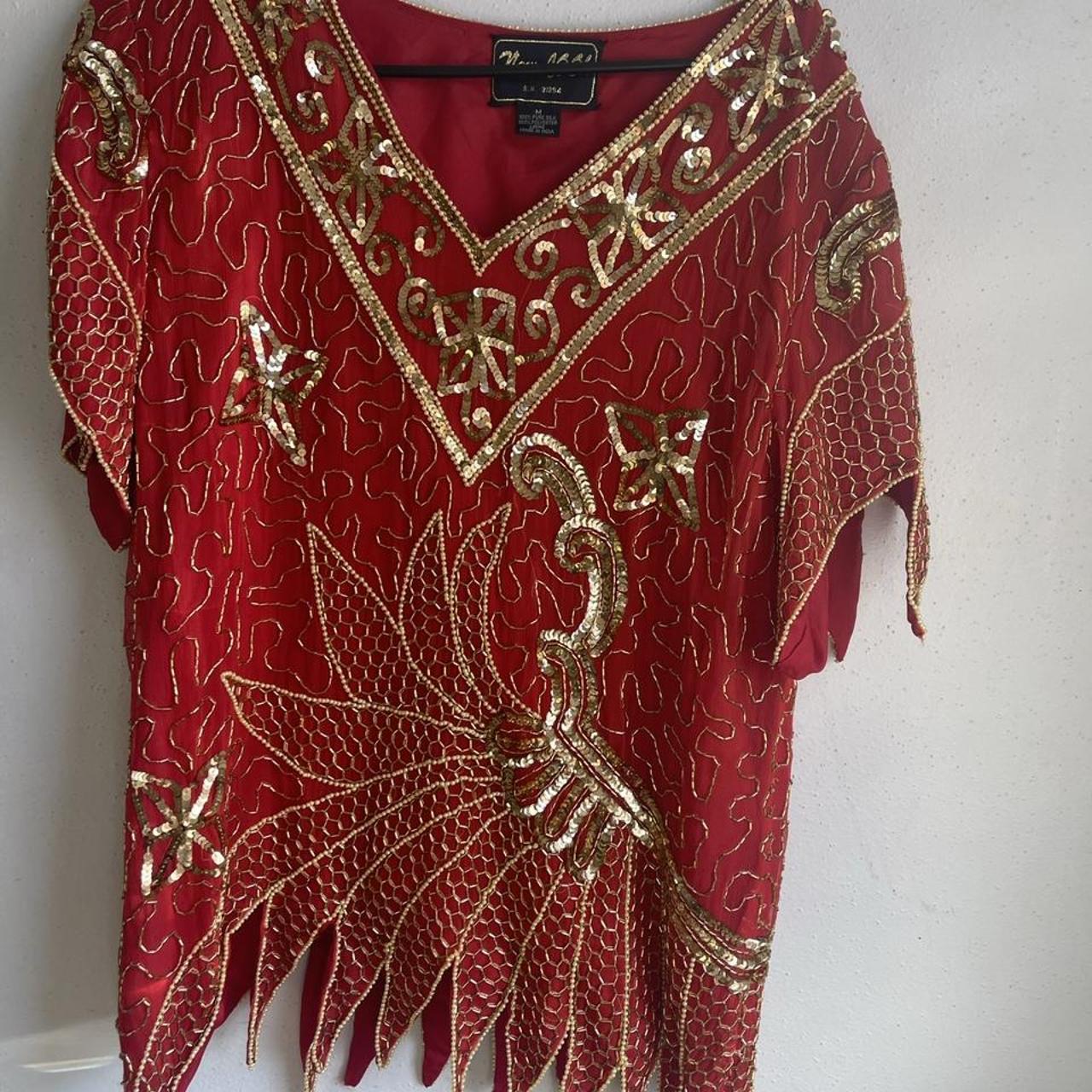 New Look Women's Red and Gold Crop-top (3)