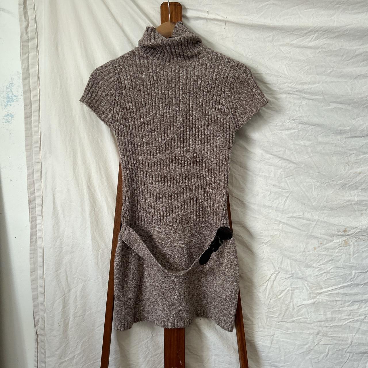 Vintage 1990 Heather soft brown knit turtleneck mini... - Depop